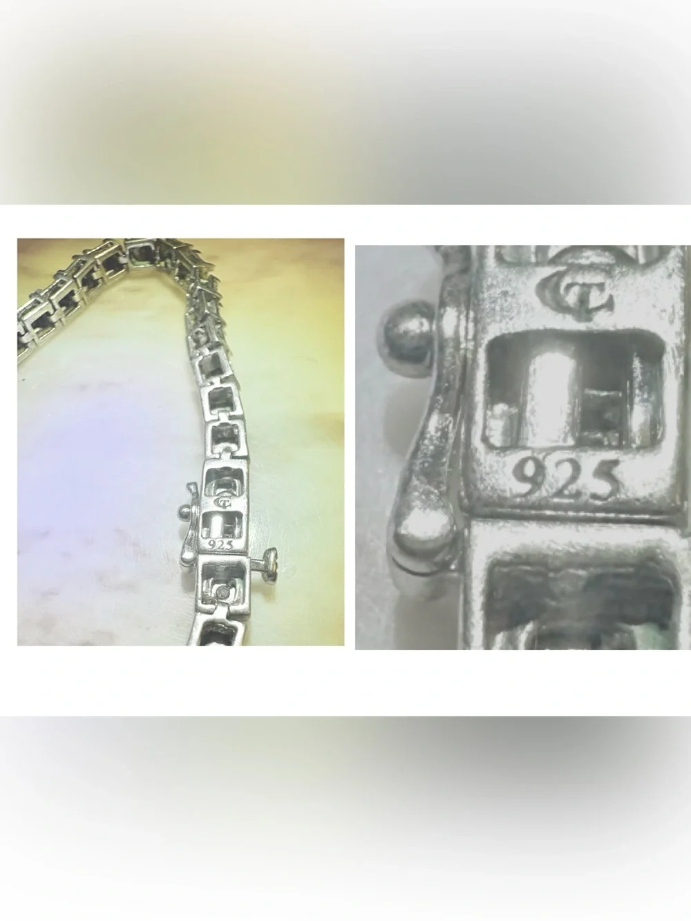 Zales Illusion Setting Vintage Tennis Bracelet 925 Genuine Diamonds SZ 7.5